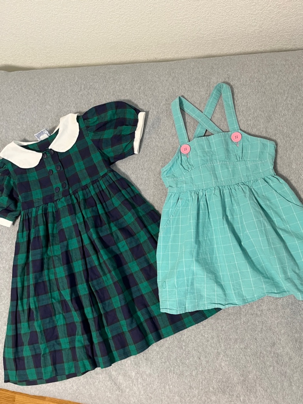Girls Dress Bundle Size 6 American Girl Jumper Pinafore Plaid Sleeve Collar